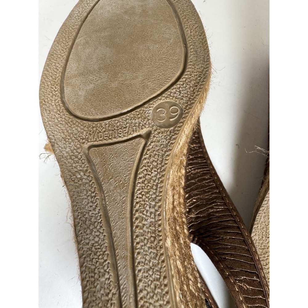 Azura Jeanette Espadrille Gold Slingback Open Toe Wedge Spain EU 39 US 8 - Picture 9 of 9